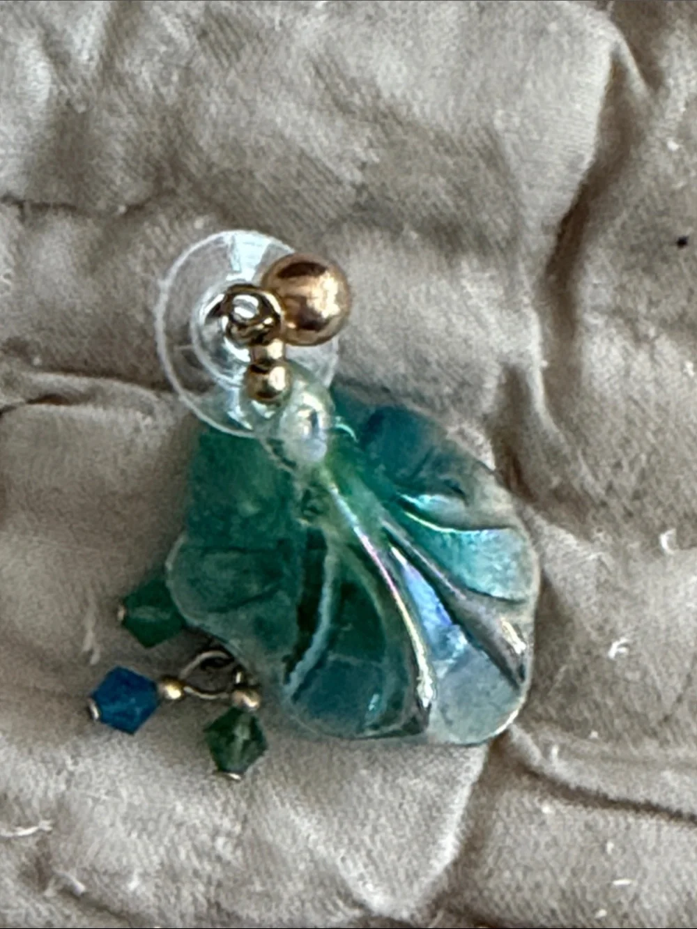 Exquisite blown glass flowers with crystal blue with gold ball posts flowers